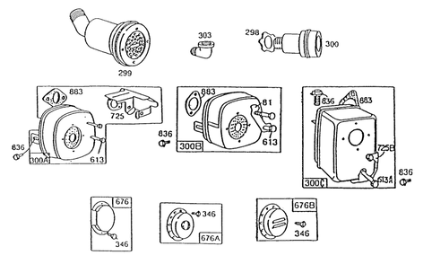 Mufflers And Deflectors Diagram and Parts List for 190702-2208-XX  Briggs and Stratton Engine
